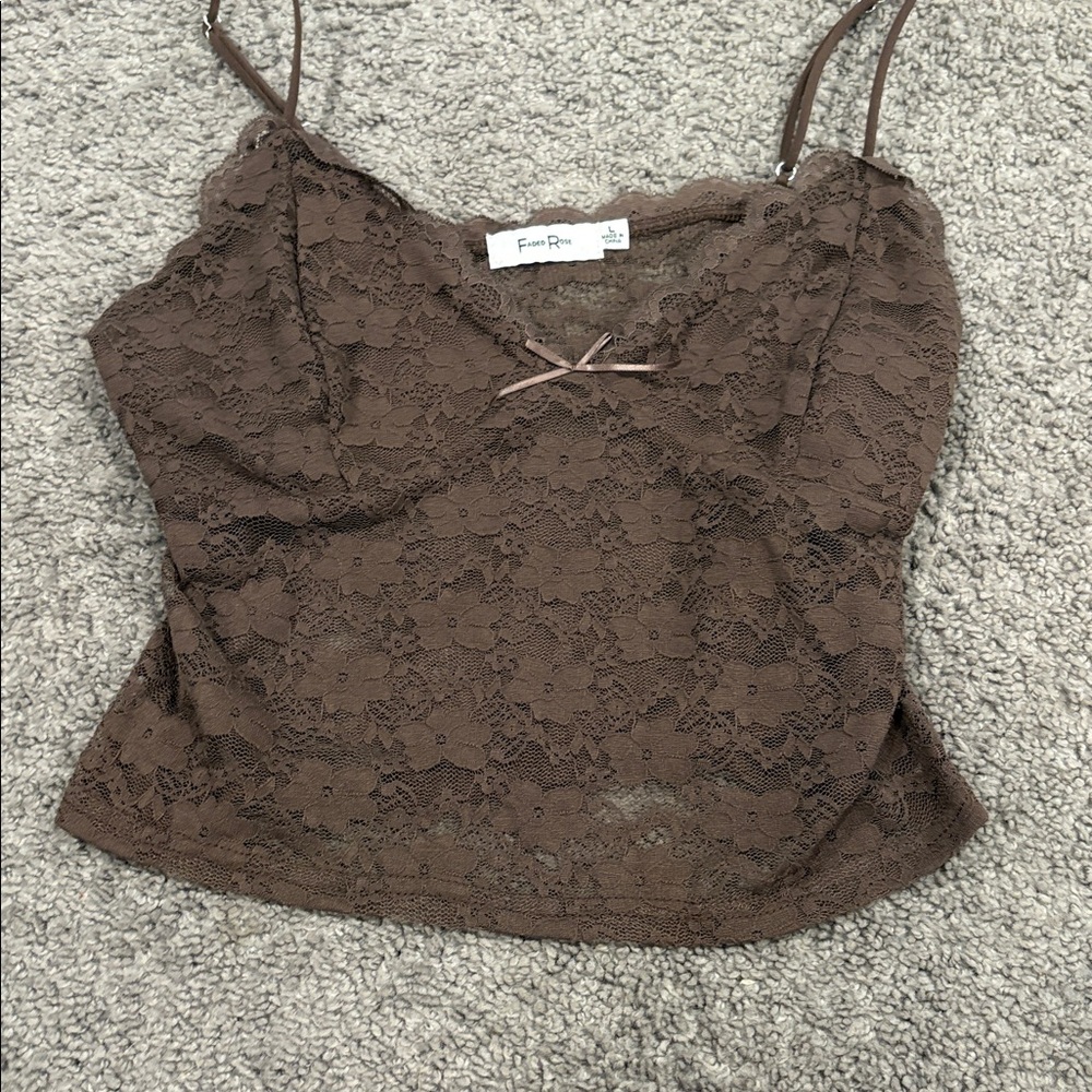 Brown Lace Crop Top
